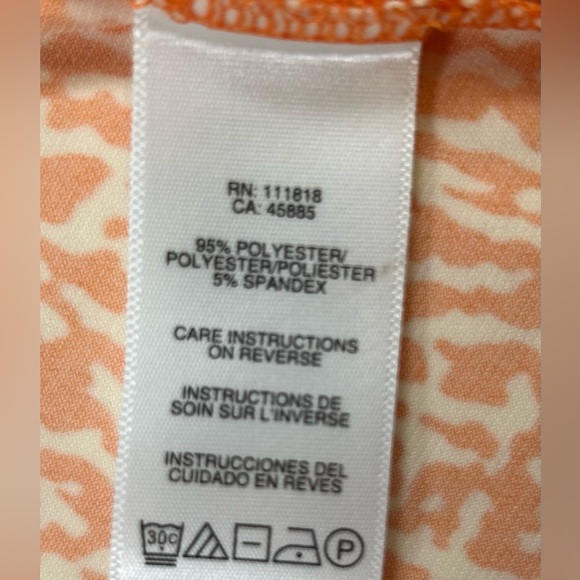 MICHAEL- Michael Kors Orange/White Print Midi Dress. Size Small. - Picture 8 of 9